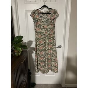 Loft Dress Size 12 Button Down Short Ruffed Sleeves